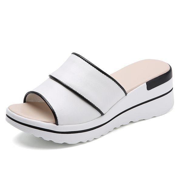 new women summer genuine leather platform wedges slippers woman open toe beach shoes ladies home slides, Black
new women summer genuine leather platform wedges slippers woman open toe beach shoes ladies home slides, Black