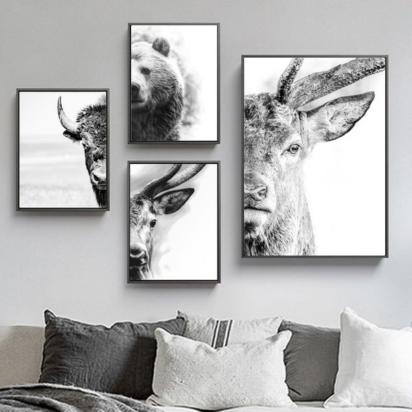 highland cow elk bear wolf wall art canvas painting nordic posters and prints black white wall pictures for living room decor
highland cow elk bear wolf wall art canvas painting nordic posters and prints black white wall pictures for living room decor