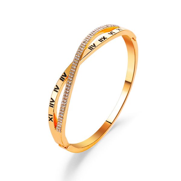 classic luxury roman bangles golden/white crystal cross wave open bracelet jewelry for women tiny thin bangles, Black
classic luxury roman bangles golden/white crystal cross wave open bracelet jewelry for women tiny thin bangles, Black