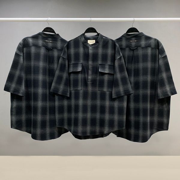 fear of god plaid shirts loose streetwear shirts fashion style stand-up collar henry button short sleeves man woman casual shirts blouses, White;black
fear of god plaid shirts loose streetwear shirts fashion style stand-up collar henry button short sleeves man woman casual shirts blouses, White;black