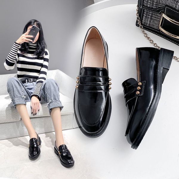 brand oxford women rivet chunky heels loafers leather slip on pump casual round toe platform shoes designer zapatos de mujer, Black
brand oxford women rivet chunky heels loafers leather slip on pump casual round toe platform shoes designer zapatos de mujer, Black