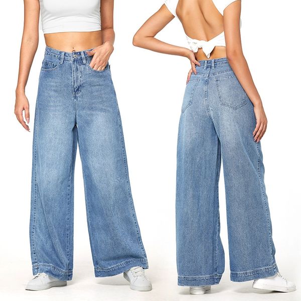women's jeans streetwear trend fashion harajuku straight pants women leisure loose high waist vintage wide leg, Blue
women's jeans streetwear trend fashion harajuku straight pants women leisure loose high waist vintage wide leg, Blue