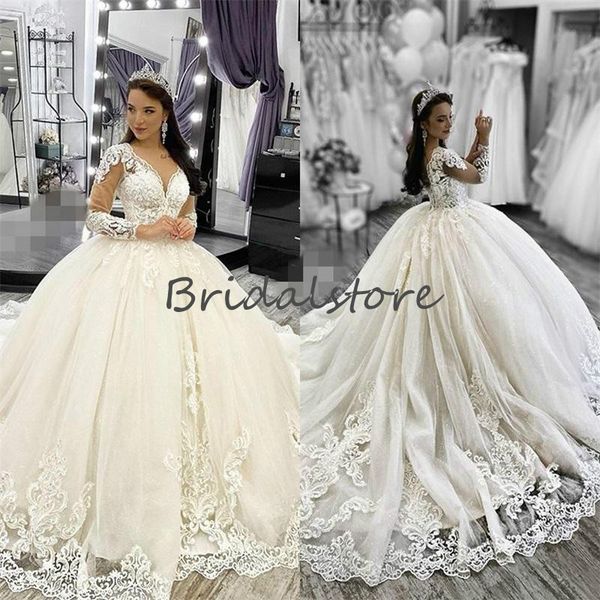cinderella lace long sleeve wedding dresses fluffy ball gown applique sweep train castle wedding gown 2021 princess v neck corset bride, White
cinderella lace long sleeve wedding dresses fluffy ball gown applique sweep train castle wedding gown 2021 princess v neck corset bride, White
