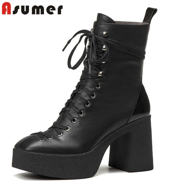 asumer 2020 autumn winter ankle boots women genuine leather shoes square toe high heel platform boots ladies black
asumer 2020 autumn winter ankle boots women genuine leather shoes square toe high heel platform boots ladies black