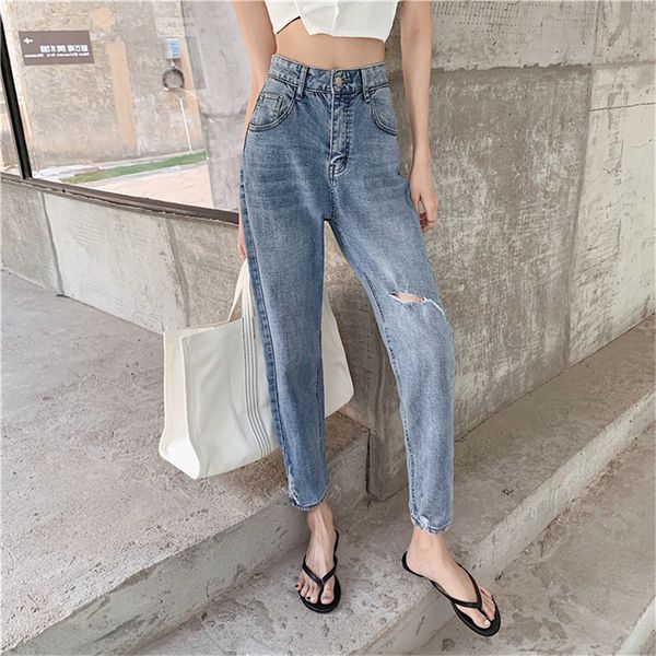 women's jeans woman casual bule style classic autumn harem pants hole high street mid loose light full length cotton, Blue
women's jeans woman casual bule style classic autumn harem pants hole high street mid loose light full length cotton, Blue