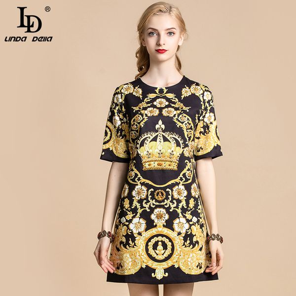 ld linda della summer fashion runway vintage dress women short sleeve retro floral print crystal beading loose dresses vestidos, Black;gray
ld linda della summer fashion runway vintage dress women short sleeve retro floral print crystal beading loose dresses vestidos, Black;gray