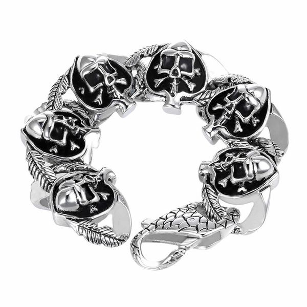 316 stainless steel viking skull charm bracelet for men punk heart shaped skeleton link hand chain homme bracelet jewelry, Golden;silver
316 stainless steel viking skull charm bracelet for men punk heart shaped skeleton link hand chain homme bracelet jewelry, Golden;silver