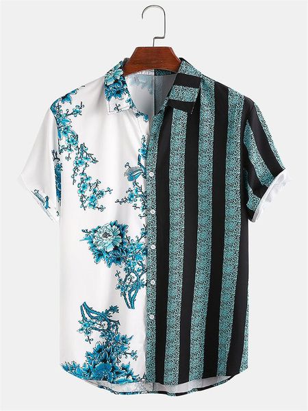 single breasted shisrs casual mens clothing dropshipping summer male designer shirt loose striped floral printed panelled turndown collar, White;black
single breasted shisrs casual mens clothing dropshipping summer male designer shirt loose striped floral printed panelled turndown collar, White;black