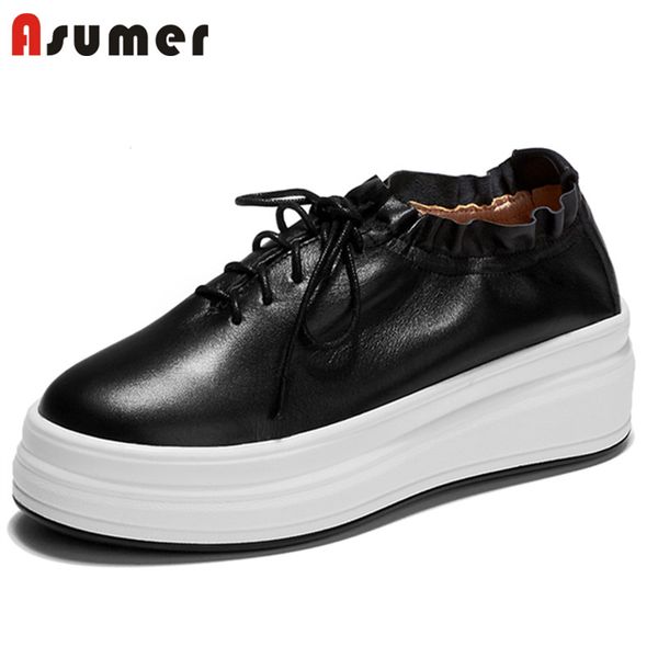 asumer 2020 new arrival women flat shoes round toe genuine leather shoes lace up spring summer comfortable casual woman, Black
asumer 2020 new arrival women flat shoes round toe genuine leather shoes lace up spring summer comfortable casual woman, Black