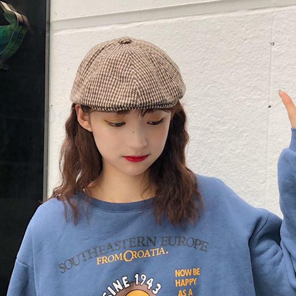 autumn and winter new retro literary plaid beret fashion wild british hat ladies casual, Blue;gray
autumn and winter new retro literary plaid beret fashion wild british hat ladies casual, Blue;gray