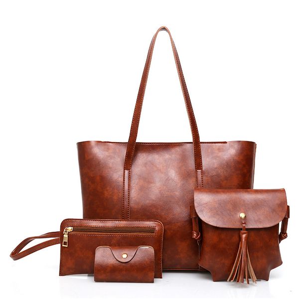 2020 new style women's fashion handbag retro oil wax leather different size bags four-piece set hand crossbody bag
2020 new style women's fashion handbag retro oil wax leather different size bags four-piece set hand crossbody bag