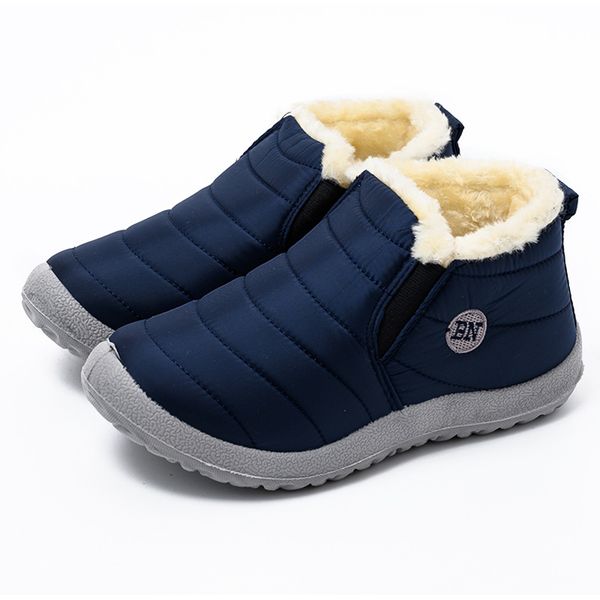 new winter boots women snow boots ultralight waterproof winter shoes women slip on flat casual shoes warm plush ankle boot, Black