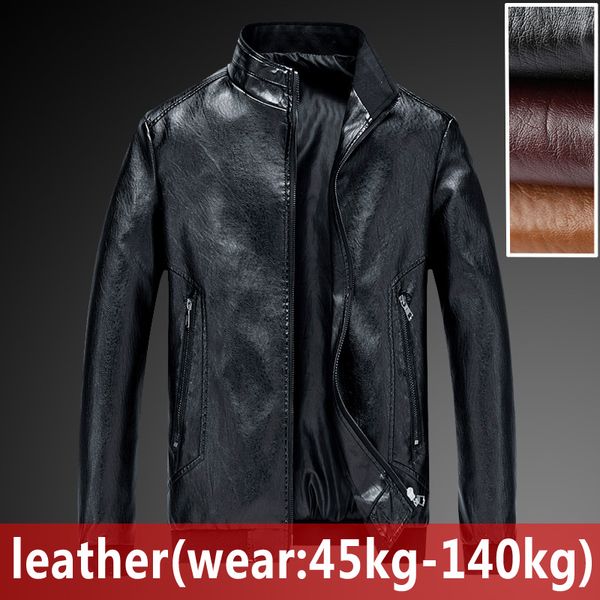 men's spring winter leather jacket solid color motorcycle business men jackets windproof male large size coats, Black
men's spring winter leather jacket solid color motorcycle business men jackets windproof male large size coats, Black