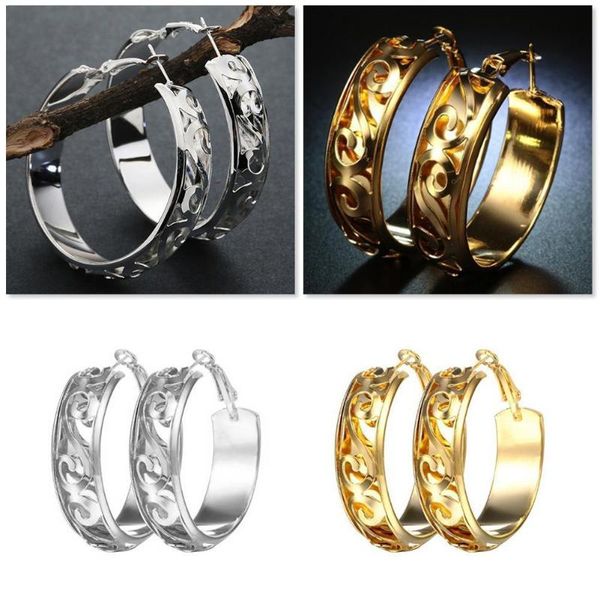 hoop & huggie 1 pair women earrings wide edges carved for ear gift fashion studs jewelry golden and silver color l6p8, Golden;silver
hoop & huggie 1 pair women earrings wide edges carved for ear gift fashion studs jewelry golden and silver color l6p8, Golden;silver