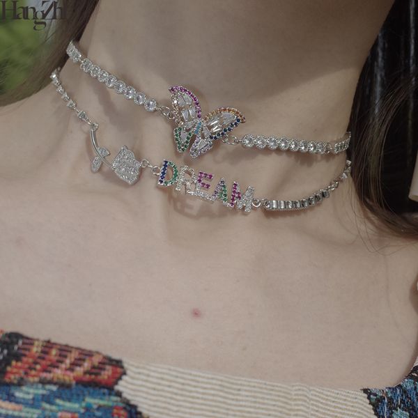 chokers hangzhi 2021 shiny romantic rhinestones butterfly colorful zircon letter dream rose clavicle choker necklace for women, Golden;silver
chokers hangzhi 2021 shiny romantic rhinestones butterfly colorful zircon letter dream rose clavicle choker necklace for women, Golden;silver