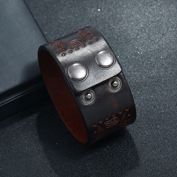 tennis vintage wide genuine leather bracelets for men punk printing wristband wrap bracelet women homme jewelry gifts, Golden;silver
tennis vintage wide genuine leather bracelets for men punk printing wristband wrap bracelet women homme jewelry gifts, Golden;silver