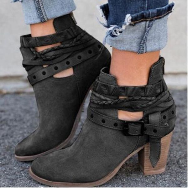 ankle boots suede leather casual high heels fashion square rubber buckle strap shoes for women boots size 35-43, Black
ankle boots suede leather casual high heels fashion square rubber buckle strap shoes for women boots size 35-43, Black