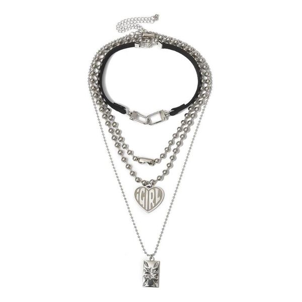 punk layered stainless steel necklace for women men square heart igirl pendant leather necklace choker beaded jewelry, Silver
punk layered stainless steel necklace for women men square heart igirl pendant leather necklace choker beaded jewelry, Silver
