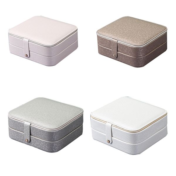 leather jewelry box storage box ring display case portable jewelry organizer for necklaces jewelers, Pink;blue