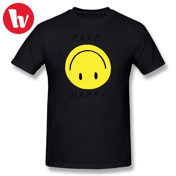 paramore t-shirt men cartoon print tee shirt paramore fake happy funny t shirt summer short sleeve 100% cotton casual t-shirts