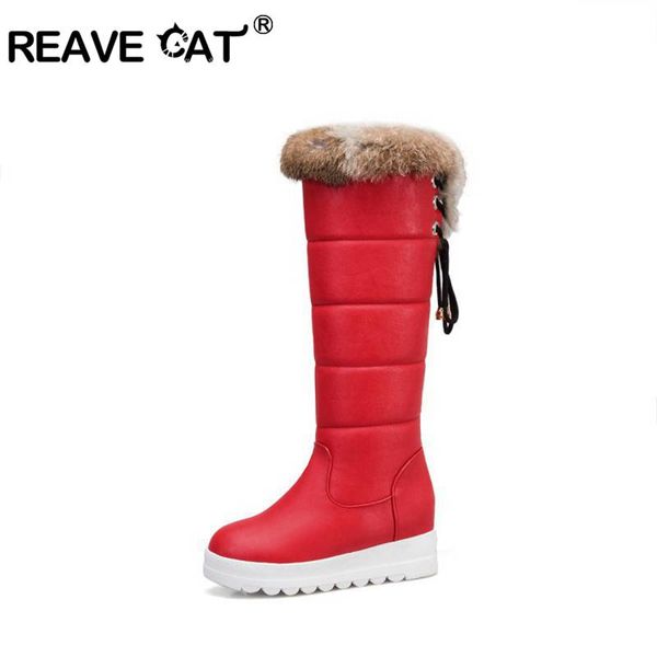 reave cat women knee boots snow winter's warm boots fur platform round toe faux leather lace up decoration anti slip size 32-43, Black
reave cat women knee boots snow winter's warm boots fur platform round toe faux leather lace up decoration anti slip size 32-43, Black