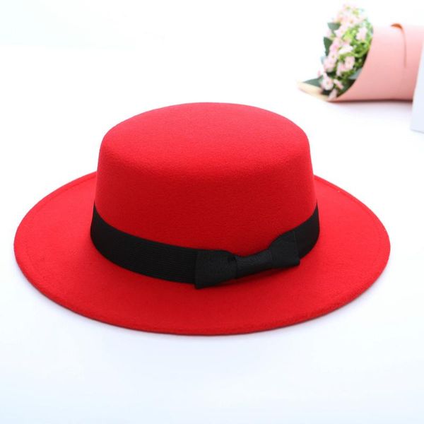 wide brim hats luckylianji wool felt pork pie boater flat hat for women's men's fedora gambler with bowknot band ornaments, Blue;gray
wide brim hats luckylianji wool felt pork pie boater flat hat for women's men's fedora gambler with bowknot band ornaments, Blue;gray