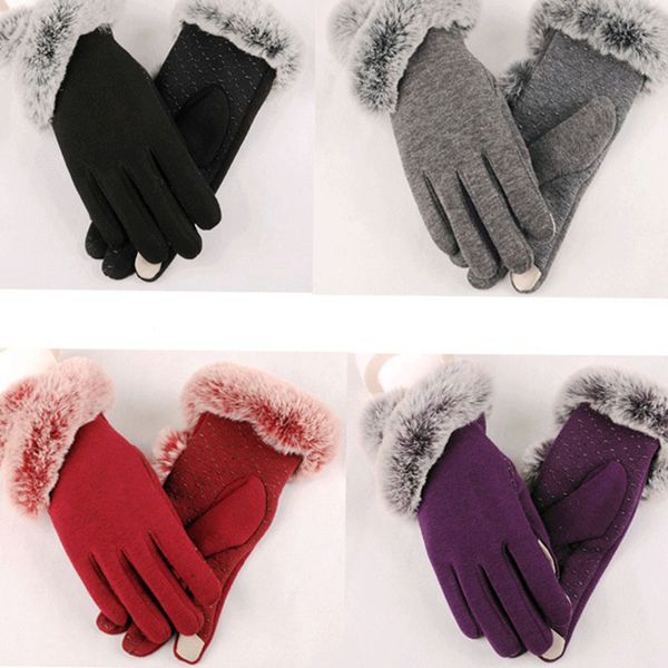 five fingers gloves winter elegant cashmere cotton women' solid faux fur pompon thicken warm soft handschoenen rekawiczki luvas, Blue;gray
five fingers gloves winter elegant cashmere cotton women' solid faux fur pompon thicken warm soft handschoenen rekawiczki luvas, Blue;gray