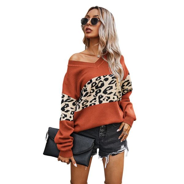 leopard print sweater women fashion casual long sleeve v neck patchwork jumpers autumn winter soft warm knitted, White;black
leopard print sweater women fashion casual long sleeve v neck patchwork jumpers autumn winter soft warm knitted, White;black