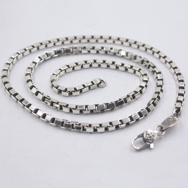 solid sterling s925 silver necklace men luck box chain link necklace 22inches 4mmw 45g