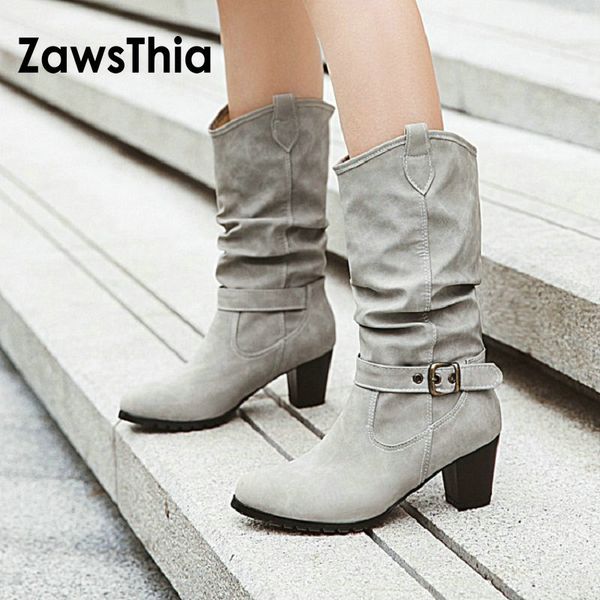 boots zawsthia big size 34-43 women mid-calf pleated buckle strap chunky high heels casual loose comfortable woman shoes, Black
boots zawsthia big size 34-43 women mid-calf pleated buckle strap chunky high heels casual loose comfortable woman shoes, Black