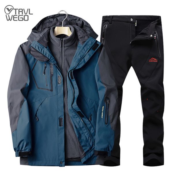 trvlwego men camping hiking jacket pants 1 set outdoor waterproof windproof with thicken fleece climbing keep warm ski suit, Blue;black
trvlwego men camping hiking jacket pants 1 set outdoor waterproof windproof with thicken fleece climbing keep warm ski suit, Blue;black