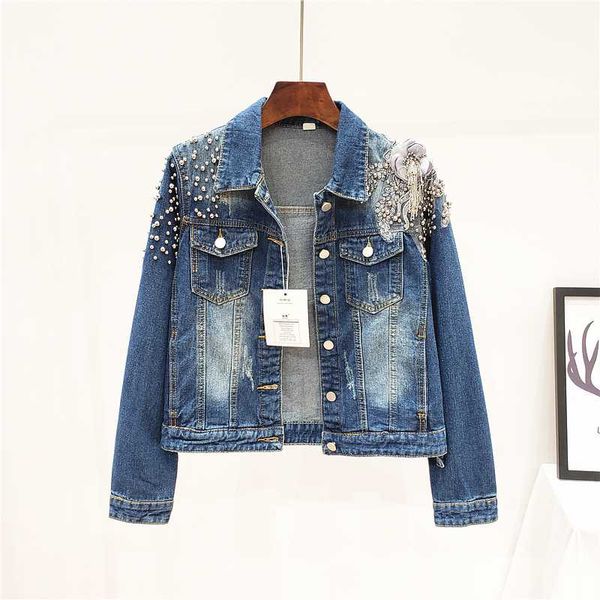 women's jackets fashion beading embroidery frayed denim jacket women long sleeve outerwear loose female students jeans coats streetwear, Black;brown
women's jackets fashion beading embroidery frayed denim jacket women long sleeve outerwear loose female students jeans coats streetwear, Black;brown