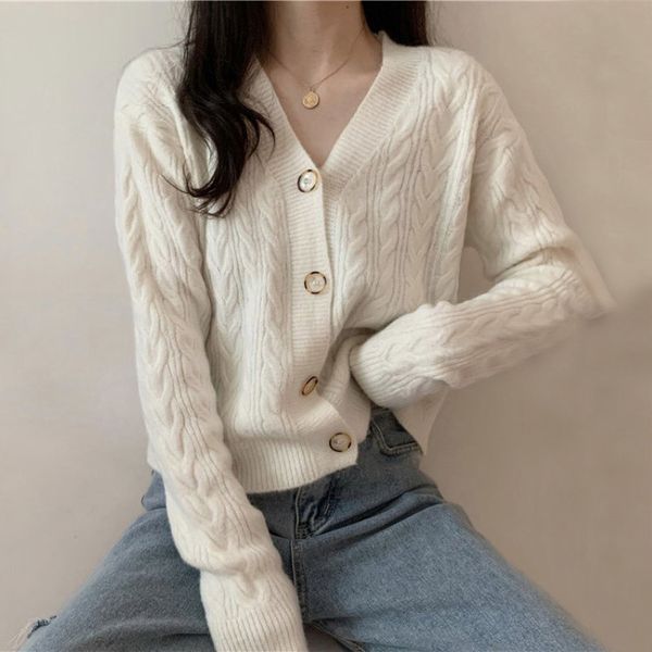 autumn and winter 2020 new style loose v-neck sweater cotton knitwear short coat cardigan outside sweater female h00281, White
autumn and winter 2020 new style loose v-neck sweater cotton knitwear short coat cardigan outside sweater female h00281, White