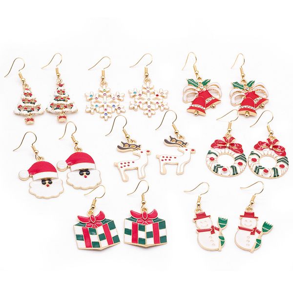hoop & huggie europe and america style fun cartoon santa claus elk snowflake oil drop maintains color earrings s, Golden;silver
hoop & huggie europe and america style fun cartoon santa claus elk snowflake oil drop maintains color earrings s, Golden;silver