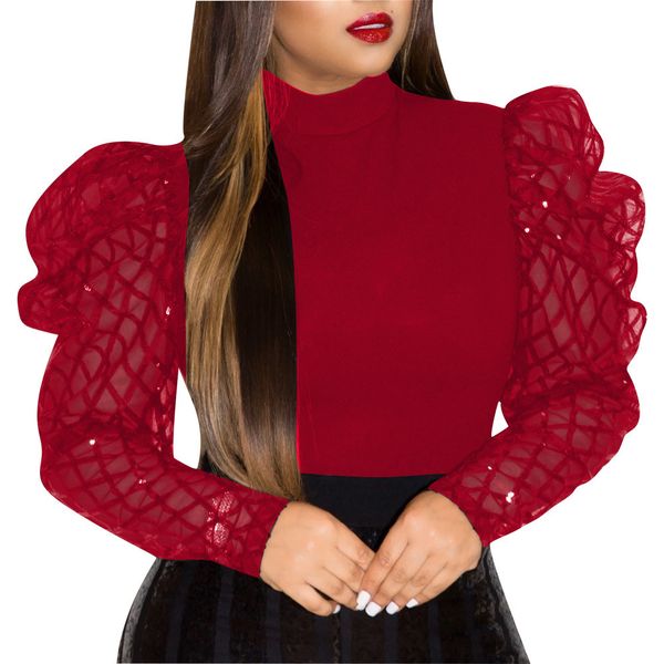 fashion sheer mesh puff sleeve blouse shirt long sleeve autumn blouse elegant vintage shirt turtleneck women blouses 2019, White
fashion sheer mesh puff sleeve blouse shirt long sleeve autumn blouse elegant vintage shirt turtleneck women blouses 2019, White
