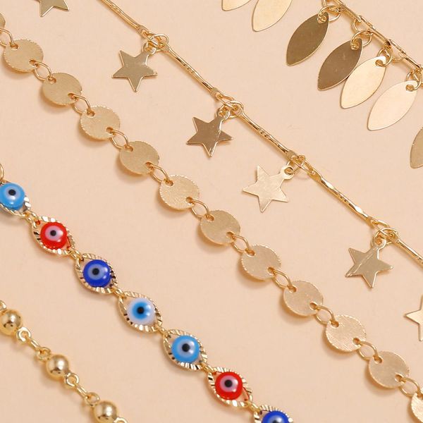 quality 5pcs/set colorful evil eye anklets for women gold color stars leaves sequins anklet multilayer beach anklet jewelry
quality 5pcs/set colorful evil eye anklets for women gold color stars leaves sequins anklet multilayer beach anklet jewelry