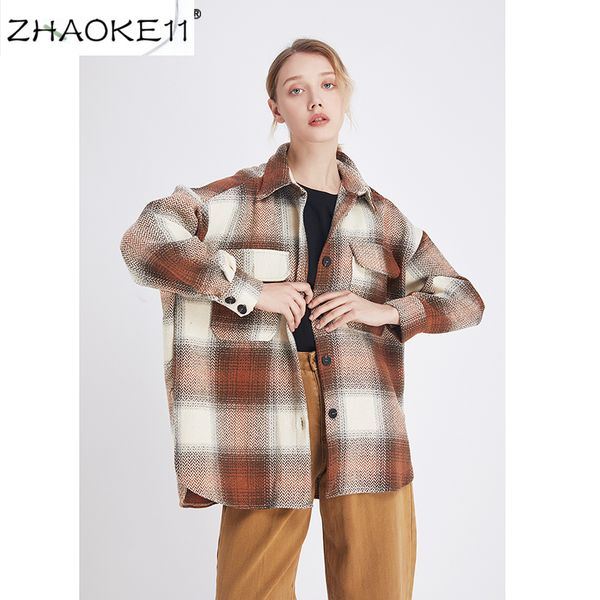 vintage stylish pockets oversized plaid jacket coat women 2020 fashion lapel collar long sleeve loose female outerwear chic, Black;brown 
vintage stylish pockets oversized plaid jacket coat women 2020 fashion lapel collar long sleeve loose female outerwear chic, Black;brown