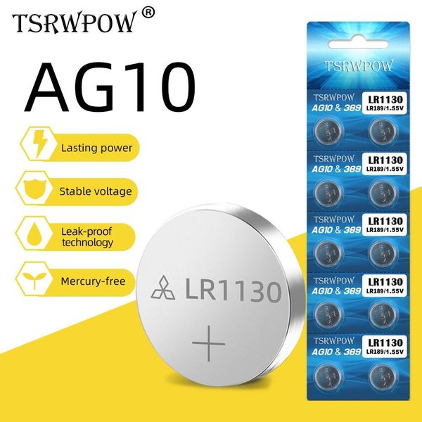 button cell batteries 10pcs ag10 lr1130 button cell battery alkaline lithium coin batteries 1.55v 80mah 189 389 390 lr54 for watch
button cell batteries 10pcs ag10 lr1130 button cell battery alkaline lithium coin batteries 1.55v 80mah 189 389 390 lr54 for watch