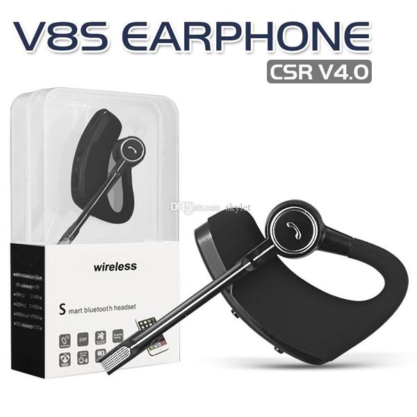 v8 v8s hight quality bluetooth headphone csr 4.0 business stereo earphone headset with mic voice control earphones with crystal box