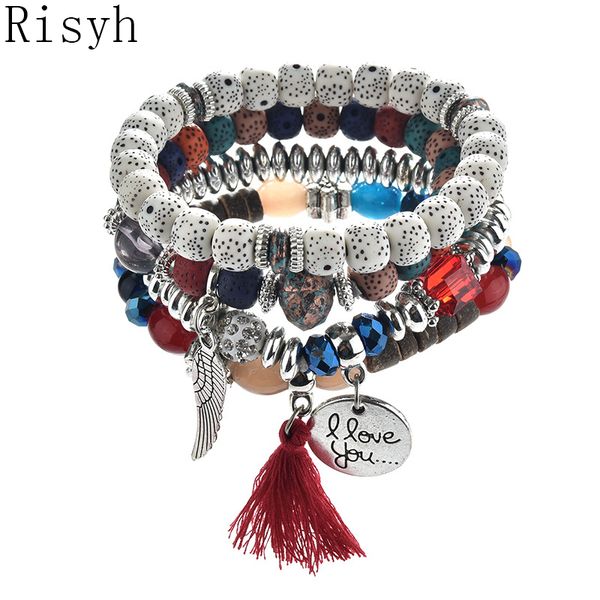 risyh explosion beaded bracelet retro ethnic style round letter multi-layer tassel bracelet, Black
risyh explosion beaded bracelet retro ethnic style round letter multi-layer tassel bracelet, Black