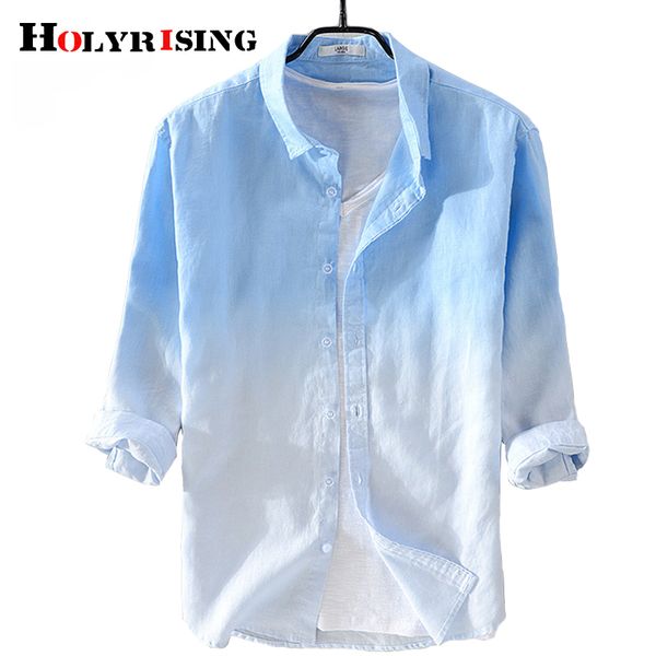 men's casual shirts holyrising summer 100% linen shirt seven-quarter sleeve mens gradient blue male 18815-5, White;black
men's casual shirts holyrising summer 100% linen shirt seven-quarter sleeve mens gradient blue male 18815-5, White;black