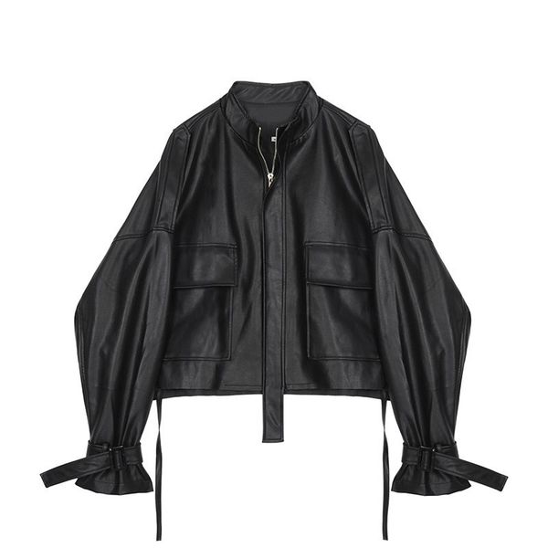 2020 autumn new drawstring strap long sleeve large size fashion women casual up leather coat loose black jacket, Black;brown
2020 autumn new drawstring strap long sleeve large size fashion women casual up leather coat loose black jacket, Black;brown