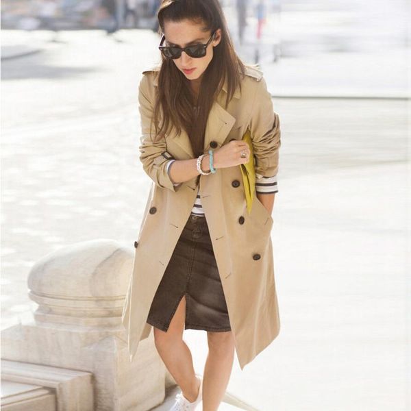 spring and autumn selling mid-length trench coat women's double breasted british style classic khaki trench coat, Tan;black
spring and autumn selling mid-length trench coat women's double breasted british style classic khaki trench coat, Tan;black