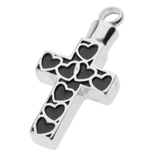 vintage cross cremation pendant with heart enamel black ashes urn pendant, Silver
vintage cross cremation pendant with heart enamel black ashes urn pendant, Silver