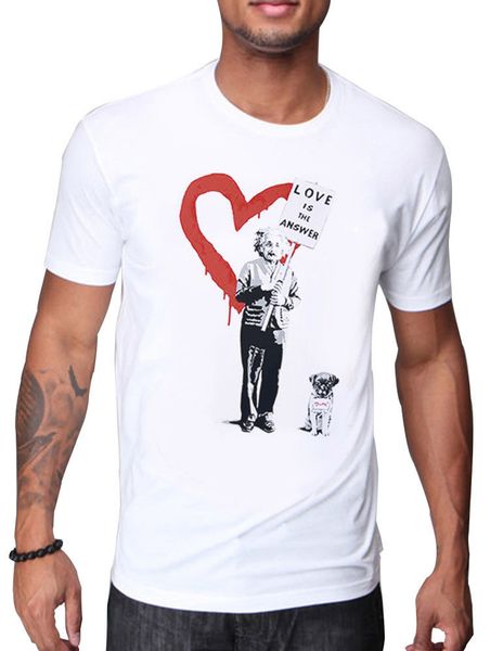 2019 new short sleeve casual albert einstein love is the answer by banksy design t shirt graphic tees 
2019 new short sleeve casual albert einstein love is the answer by banksy design t shirt graphic tees