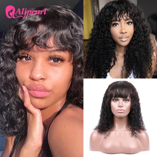 lace wigs kinky curly human hair with bangs for black women brazilian remy 150% 180% density full machine made ali pearl, Black;brown
lace wigs kinky curly human hair with bangs for black women brazilian remy 150% 180% density full machine made ali pearl, Black;brown