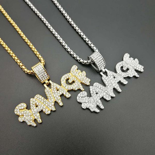hip hop rhinestones paved bling iced out stainless steel savage pendants necklaces for men rapper jewelry drop shipping, Silver
hip hop rhinestones paved bling iced out stainless steel savage pendants necklaces for men rapper jewelry drop shipping, Silver