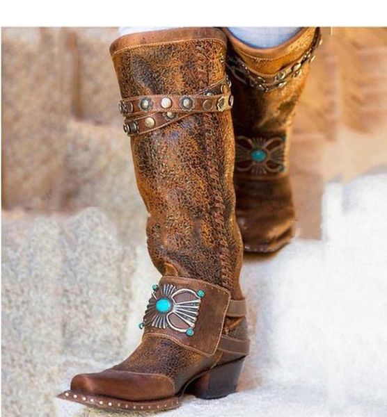autumn winter women's boots mid heel leather boots retro metal coration rivets round head parge size botas, Black
autumn winter women's boots mid heel leather boots retro metal coration rivets round head parge size botas, Black