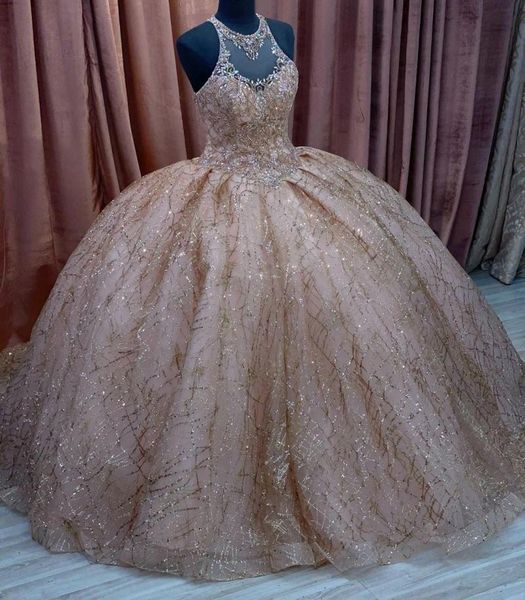 sparkly designer rose gold sequined quinceanera dresses ball gown prom dress sheer neck jewel crystal bead long evening formal pageant dress, Blue;red
sparkly designer rose gold sequined quinceanera dresses ball gown prom dress sheer neck jewel crystal bead long evening formal pageant dress, Blue;red
