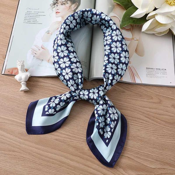 scarves 70cm square silk neck scarf for women floral print hair band foulard headkerchief shawl lady wraps bandana, Blue;gray 
scarves 70cm square silk neck scarf for women floral print hair band foulard headkerchief shawl lady wraps bandana, Blue;gray